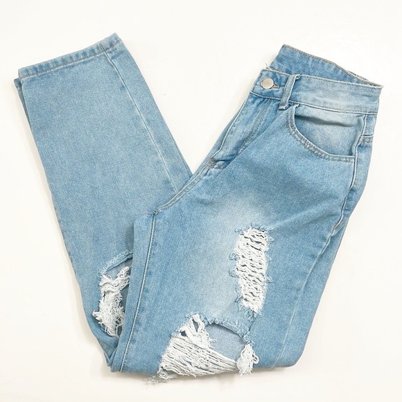 SHEIN high waisted distressed denim jeans - Picture 1 of 7